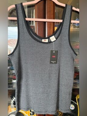 Levi's Women's Black & White Thin Stripe Tank Top